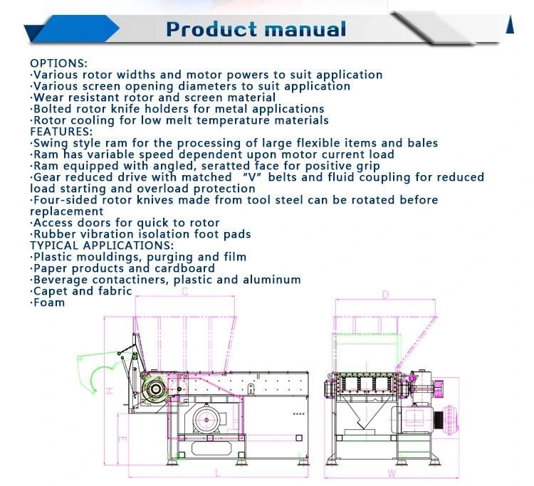 S-1200 Single Shaft Shredder for Plastic Lump Rigid Plastic