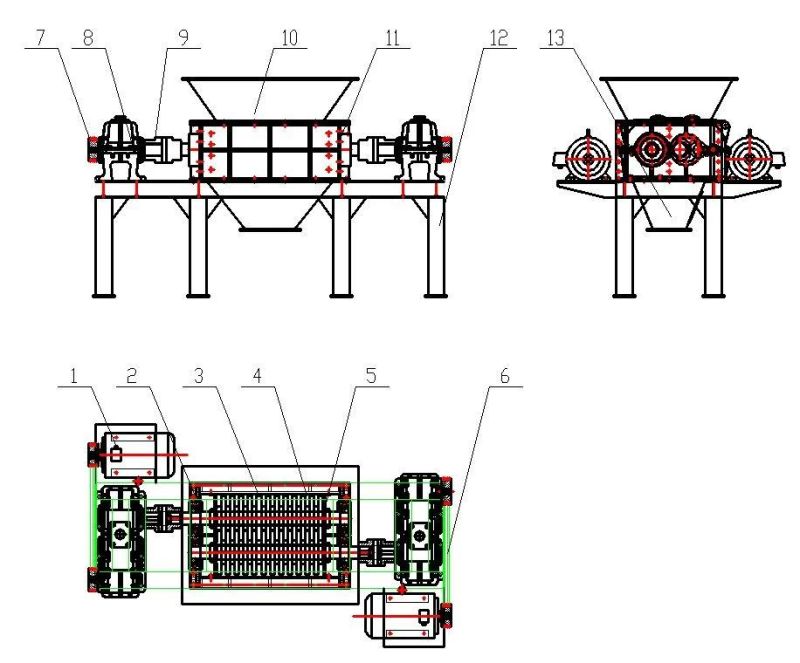 Industrial Double Shaft Shredder with Replaceable Blade Is Used to Crush Domestic Waste