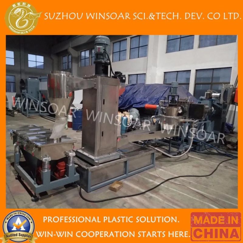 Plastic Crushed Washed Dry Pet Bottle Flakes Scraps Two Double Stage Recycling Granulating Pelletizing Machine