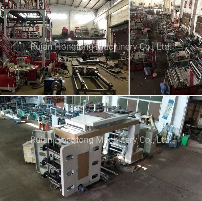 Single Dual Alloy Screw Fixed Die Head HDPE LDPE LLDPE PE Blown Plastic Film Blowing and Making Extruder Extrusion Machine with Gravure Printing Press on Line
