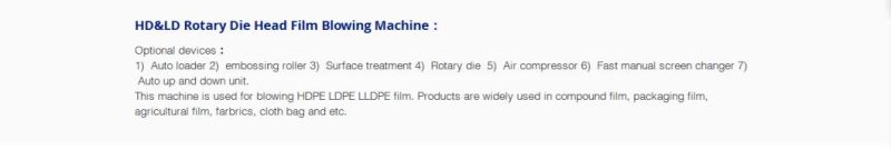 LDPE Film Blowing Machine Double Rewinder Film Blowing Machine Plastic Rotary Die Head Blown Film Machine