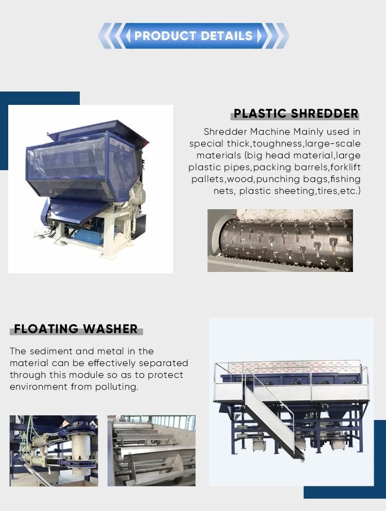 1000kg PE Scraps Washing PP Hard Cleaning PP Drums PP Bottles Washing Plastic Recycling Machines