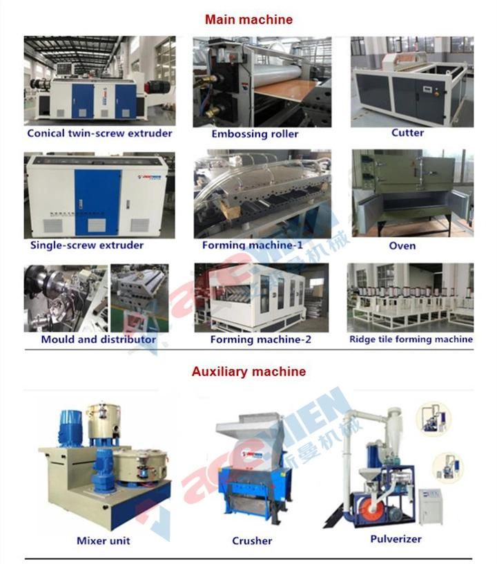 Three Layers PVC Colonial Spanish Roofing Tile Making Machinery Extrusion Line