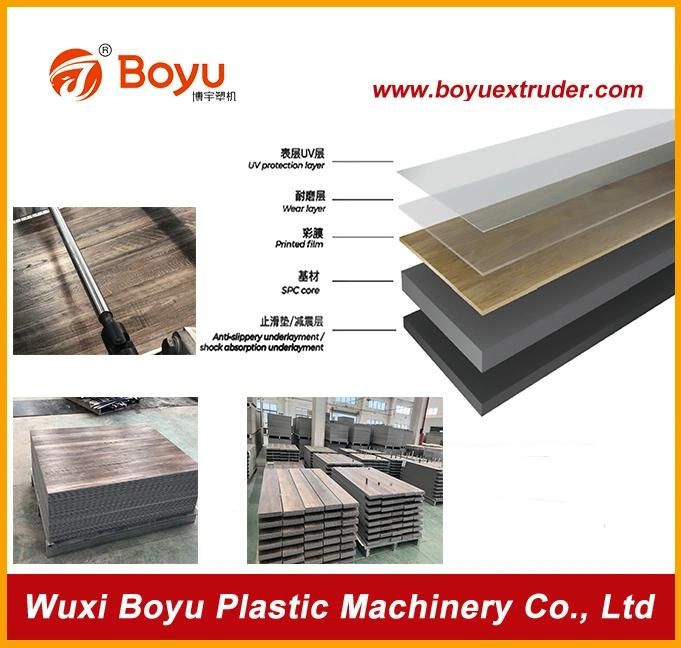 Plastic PVC Resin Material Easy Click Stone Plastic Composite Co-Extrusion Spc Flooring Production Line