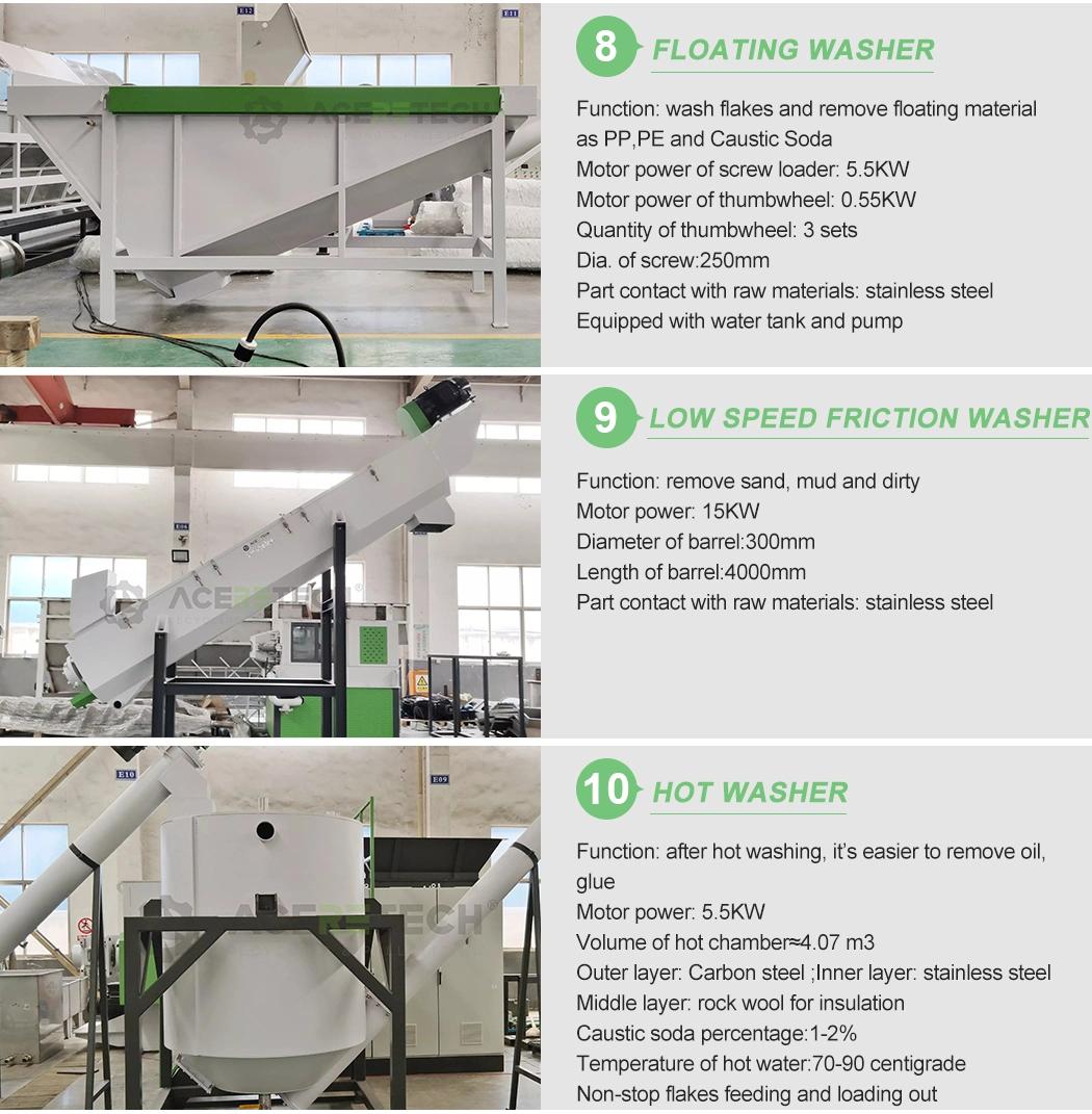 1000kg/H Plastic Recycling Washing Machine for Dirty Pet Flakes