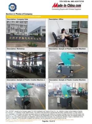 Plastic Bottle/Film/Lamp/Rubber/Wood/Sheet Stock etc Crusher