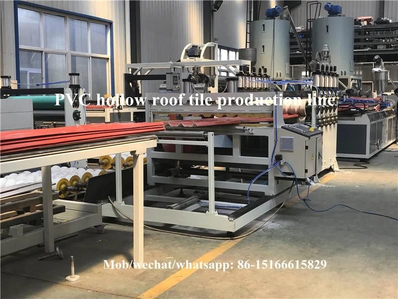 Plastic PVC Hollow Corrugated Roof Sheet Extrusion Line