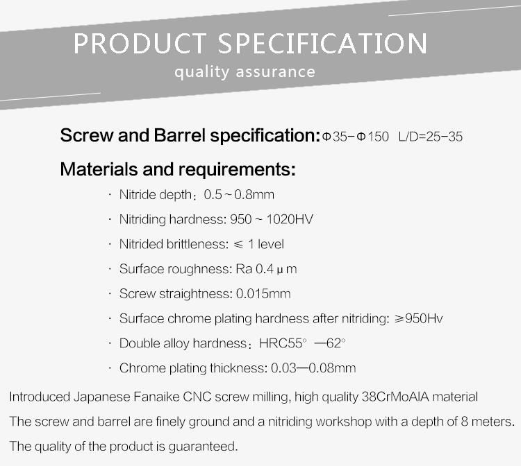 Screw and Barrel for Plastic Extruder Machine and Extruder Screw Barrel