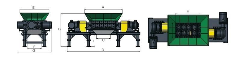 Double Shaft Waste Cardboard Paper Tire Metal Scrap Wood Lump Barrels Drums Pipe Plastic Shredder for Recycling