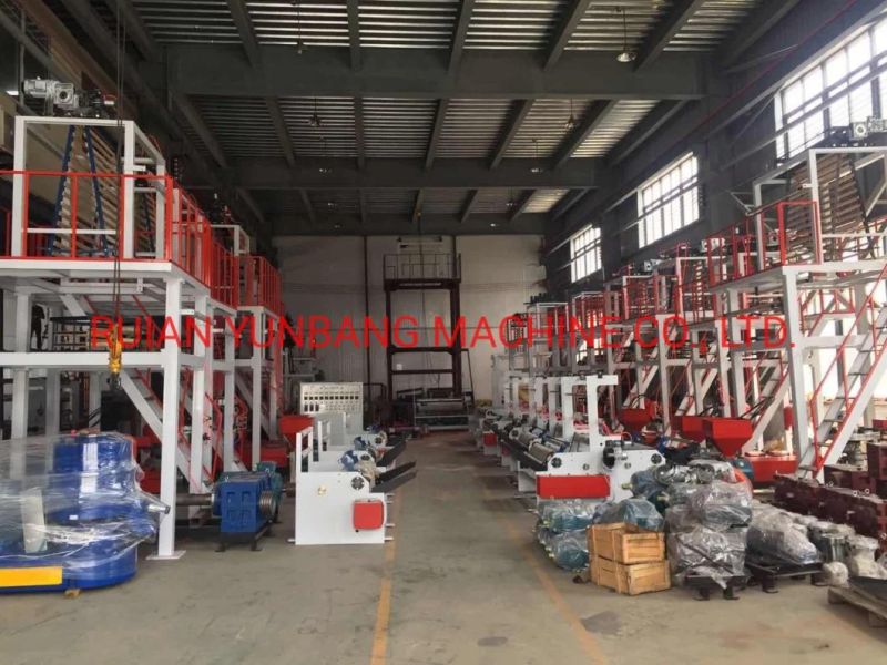 Taiwan Quality High Speed HDPE LDPE PE Poly Plastic Pbat PLA Biodegradable Dual-Screw Co-Extrusion 3-Layer Blown ABA Film Blowing and Making Extruder Machine