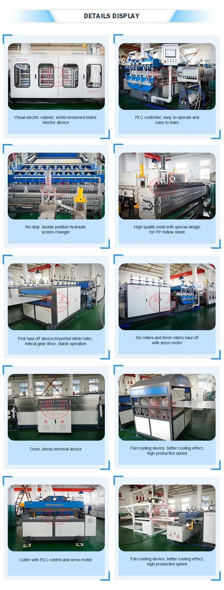 High Quality Automatic PP Hollow Sheet Making Machine / Plastic Corrugated Packing Sheet Extruder with CE Certificated