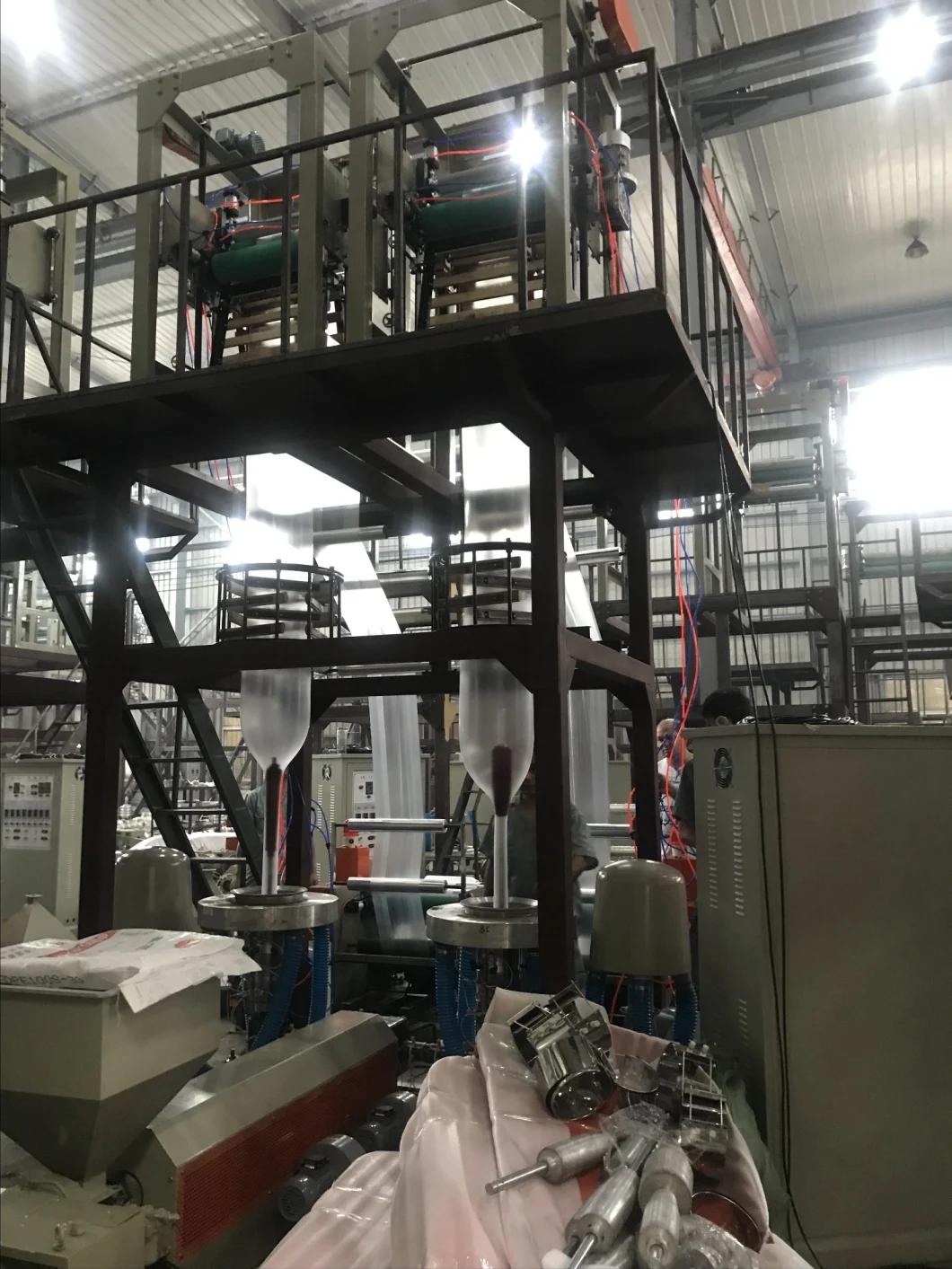 Sj-60 Sigle Screw Twin Die Head Automatic HDPE/LDPE/LLDPE Two Roll Film Blowing Machine