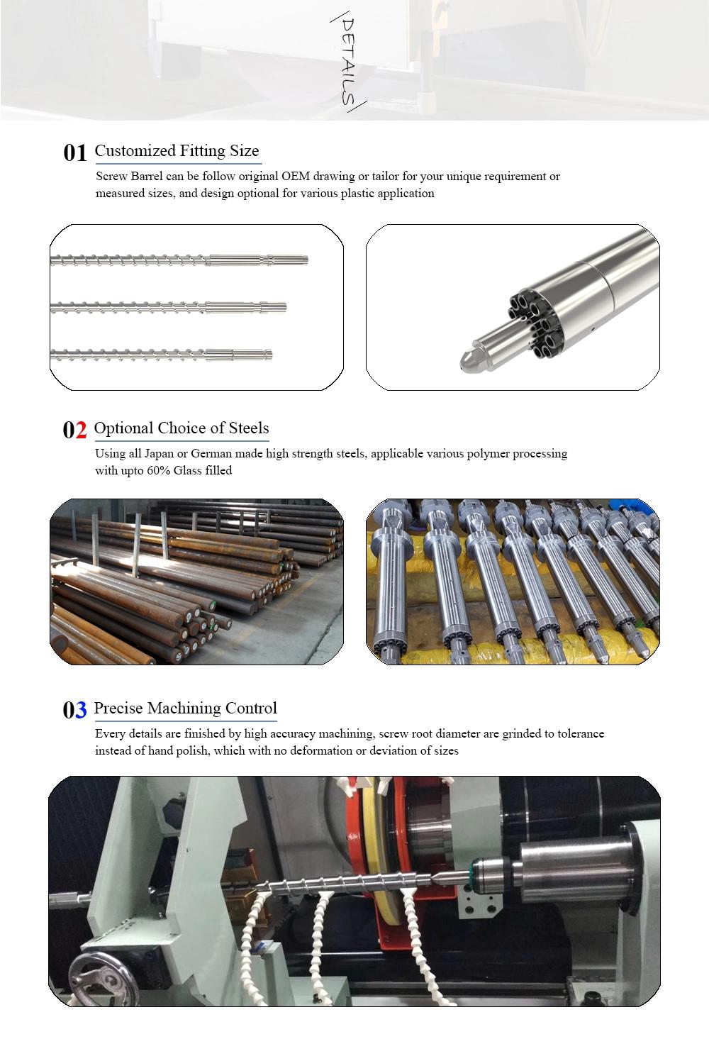 Toyo Ti-200 Barrel Screw with Nozzle Tip Torpedo Head Ring for Injection Molding Machine