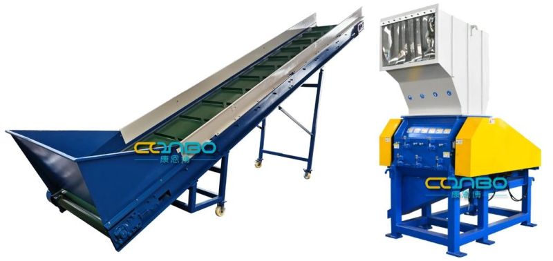 Plastic Wastes Blue HDPE Barrel Double Shaft Shredder Grinder System