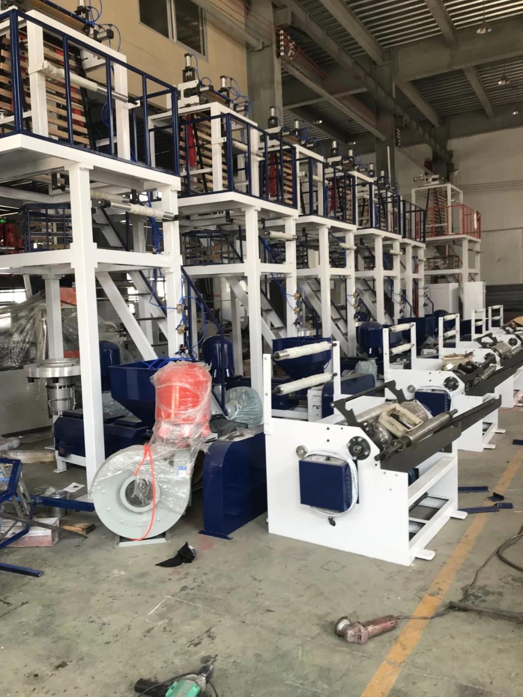 Taiwan Quality High Speed HDPE LDPE PE Poly Plastic Pbat PLA Biodegradable Dual-Screw Co-Extrusion 3-Layer Blown ABA Film Blowing and Making Extruder Machine