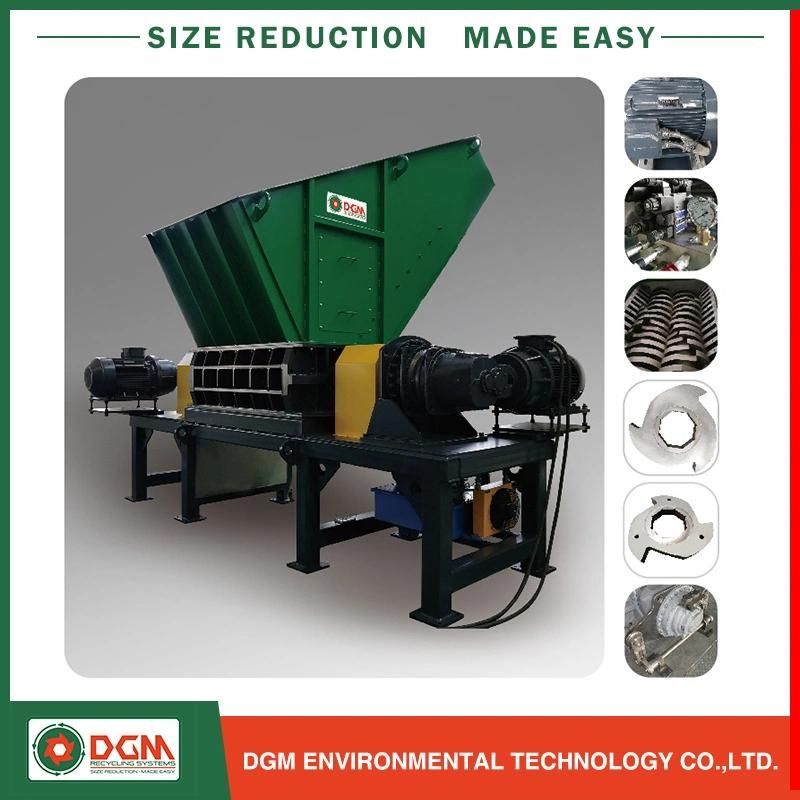 Double Shaft Waste Cardboard Paper Tire Metal Scrap Wood Lump Barrels Drums Pipe Plastic Shredder for Recycling