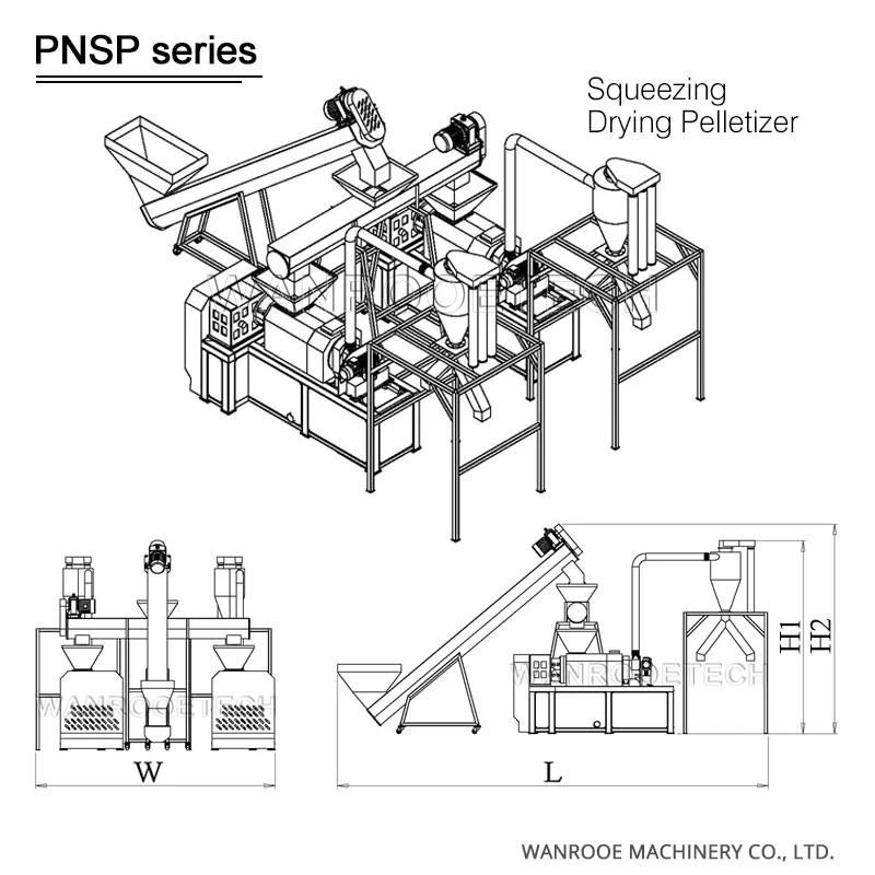 Waste PP PE Film Bag Recycling Plastic Granule/Pellet Squeezer Dryer Making/Squeezing/Dewatering/Pelletizing/Granulating Machine by Chinese Factory