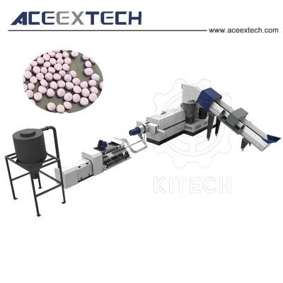 HDPE LDPE Film PP Bags Flakes Side Force Feeder Plastic Pelletizing Machinery