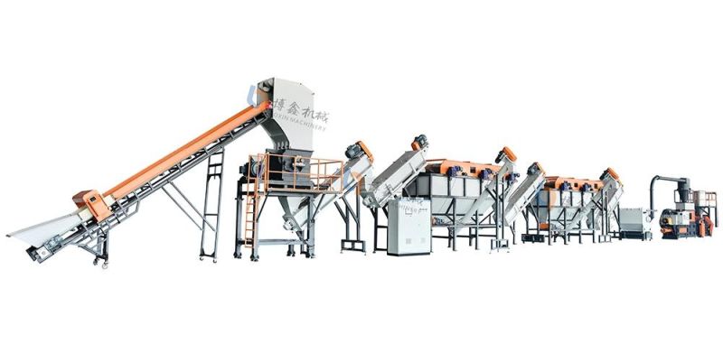 PE PP Plastic Pipe Shredder Washing Line / HDPE LDPE Plastic Drum Recycling Machine