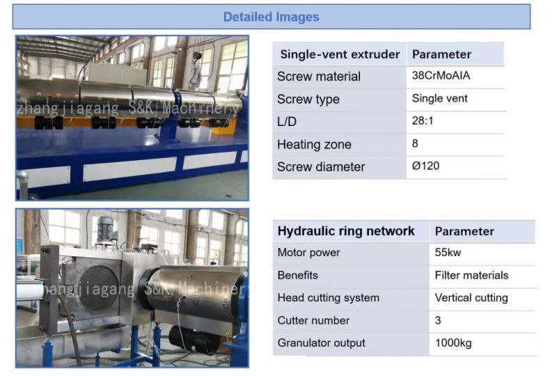 Recycled PE PP Film Squeezer Granulating Pelletizing Line