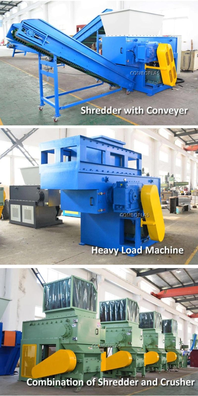 Powerful ABS PVC PP PE Lumps Shredder Belt Conveyor Crusher