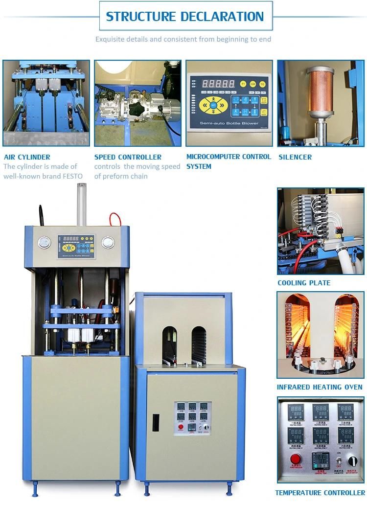 Semi Automatic 2 Liters 2 Cavity Pet Water Bottles Blowing Making Machinery