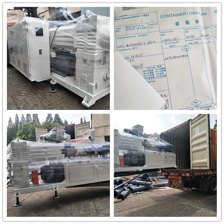 Sjsz-80/156 Conical Twin Screw Extruder with Vertical Gearbox 250-400 Kg/H Capacity Extrusion Machine for PVC Resin Pipe/Profile/Granule Making