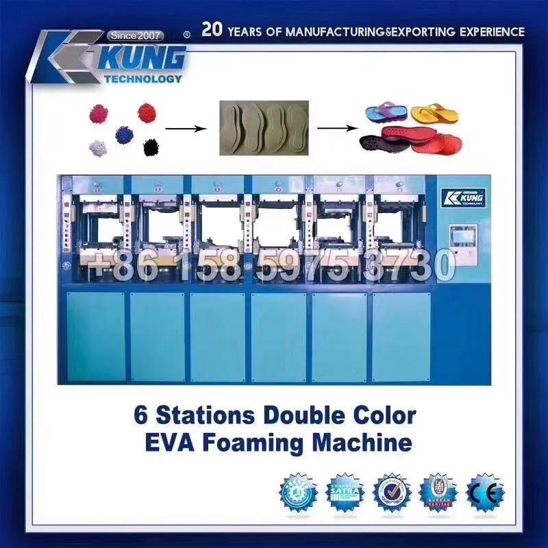 6 Stations EVA Double Color Foaming Moulding Machine