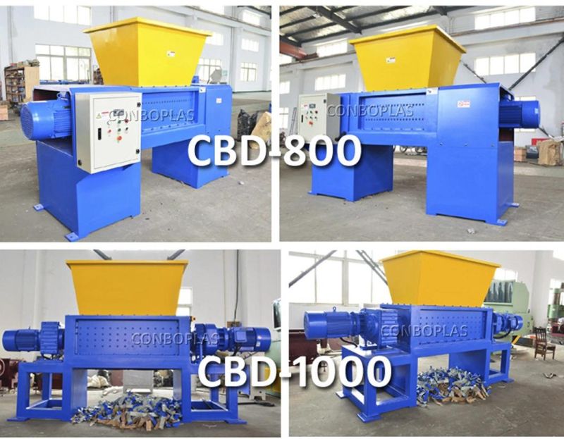 Plastic Wastes Blue HDPE Barrel Double Shaft Shredder Grinder System