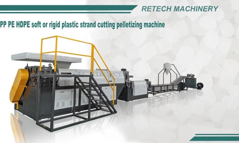 Water Cooling Strand Cutting PP PE Plastic HDPE Milk Bottle Scraps Flakes Pelletizing Recycling Machine