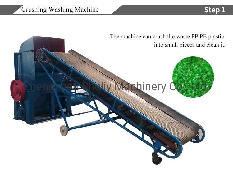 Plastic Pet HDP Bottle Flakes PP LLDPE LDPE Woven Bag Agricultrual Film Crushing Recycling Machine