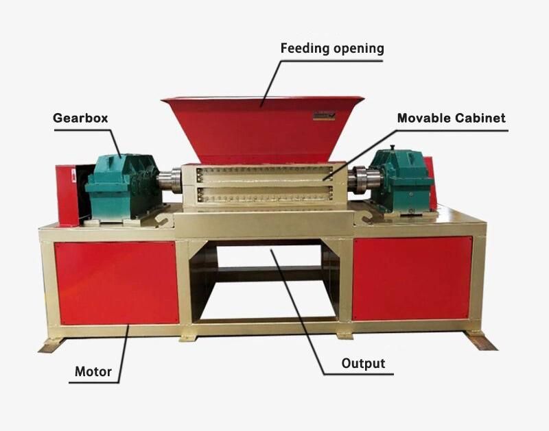 Wood E Waste Plastic Rubber Metal Steel Scrap Shredder Machine