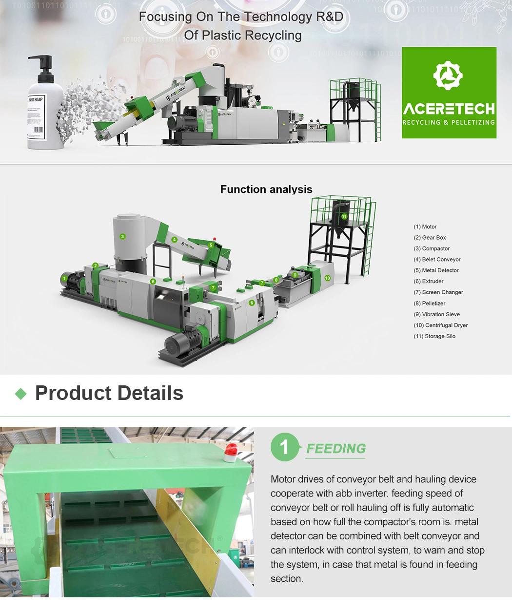 Factory Direct Two Stage Force Feed Pelletizing Recycling Granulator Pelletizer Machine for Plastic LDPE and Llpe Banana Film