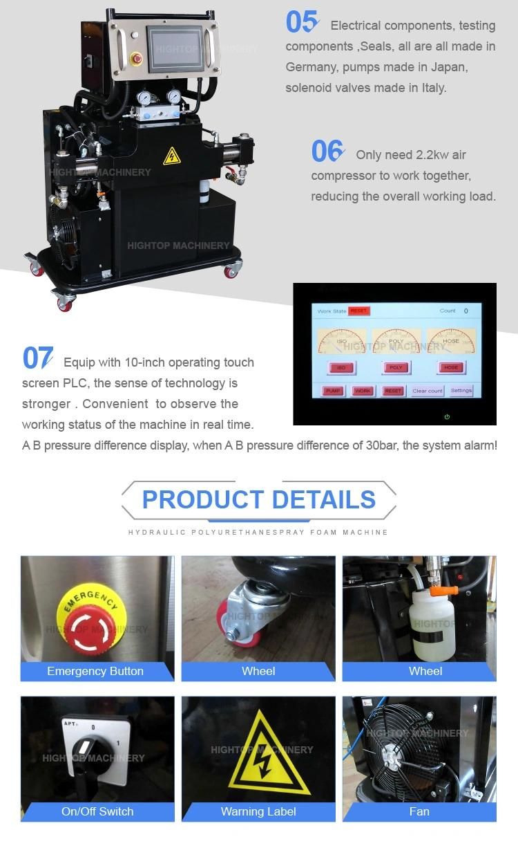 High Pressure Hydraulic Polyurethane / Polyurea Spray Foam Insulation Machine