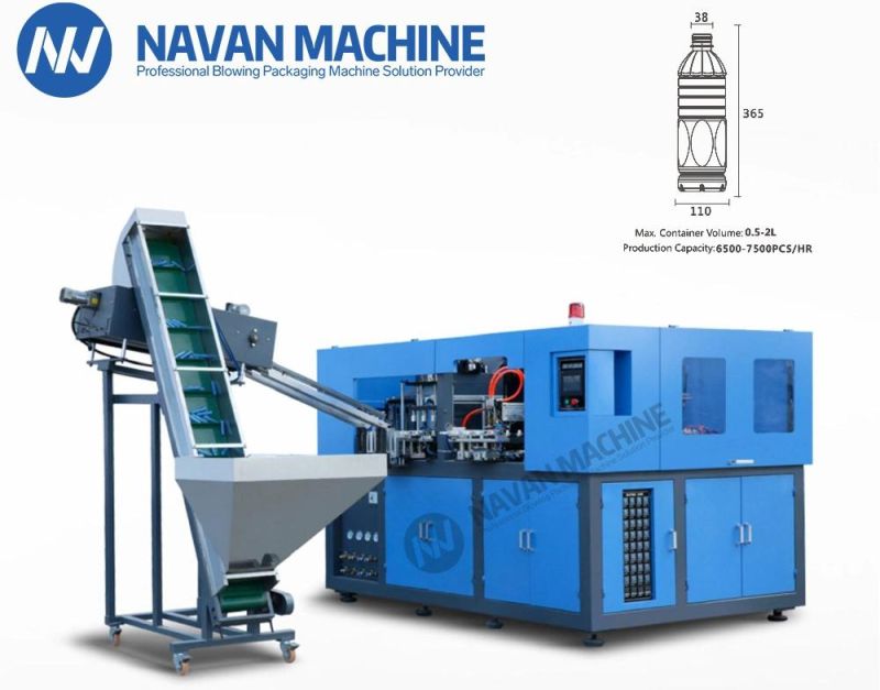 6-Cavity Pet Stretch Blow Moulding Machine for 500-2000ml Water Bottle