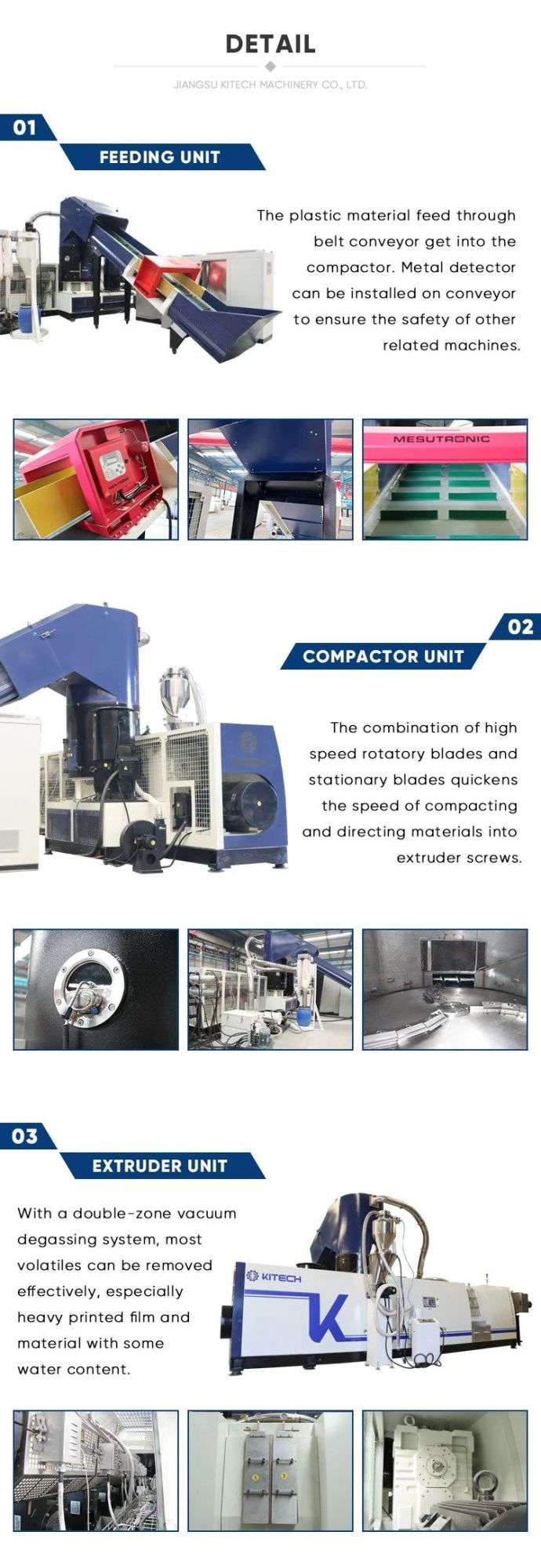 800kg Europe Design BOPP Films Melting Compactor Dryer Plastic Pelletizer Machines