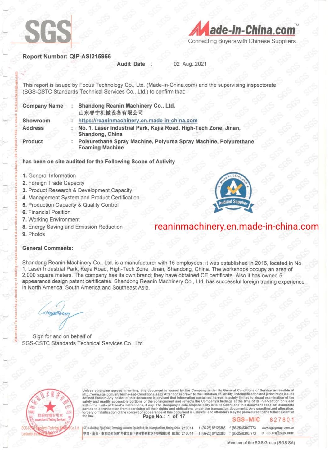 Renain-K2000 PU Insulation Injection Using Polyurethane Foam Machine