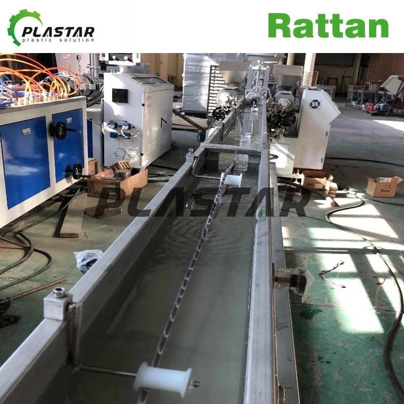 PE PP Plastic Wicker Rattan Extrusion Production Line / Two Colors Rattan Making Machine