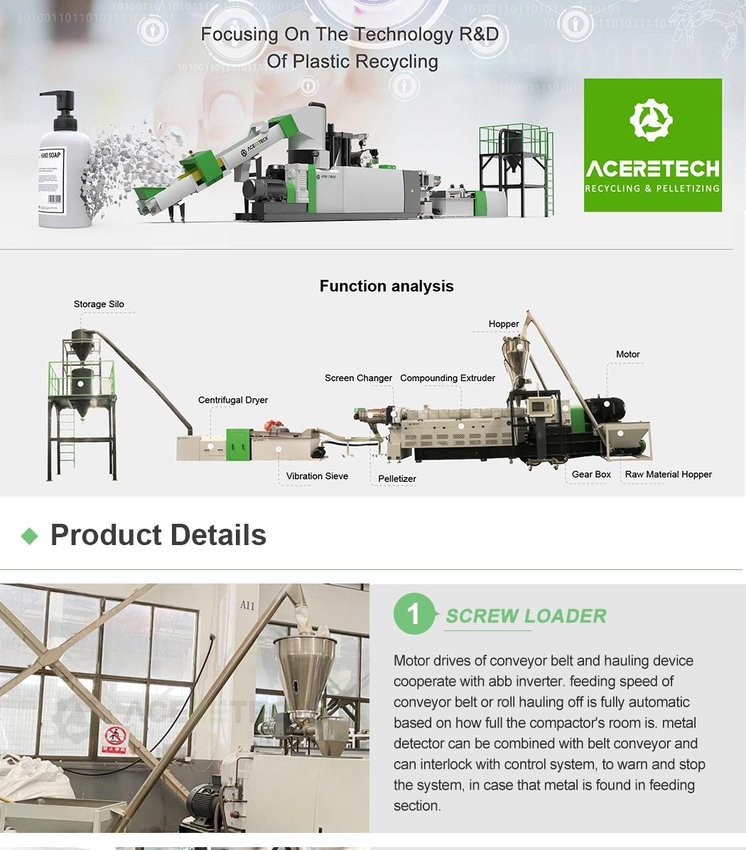Professional Twin Screw Extruder Pet Regrinds Recycling Pelletizing Machine