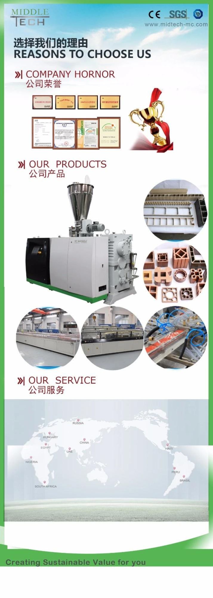 PP/PE PVC WPC Wood Plastic Composite Decking Fence Post Wall Door Panel Frame Profile Extruder Extrusion Machine