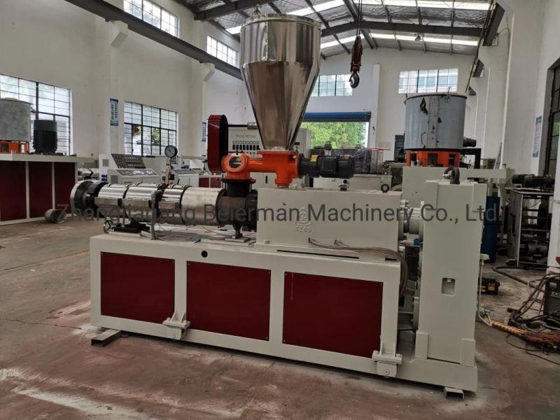 New Design Good Price of 300-400kg/H PVC UPVC Plastic Products Sjsz80/156 Vertical Gearbox Conical Twin Screw Extruder Fast Delivery