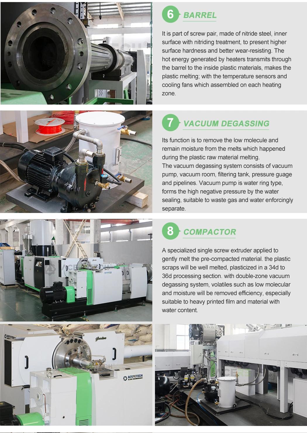 Aceretech CE ISO Certificates PP Plastic Granulating Machine