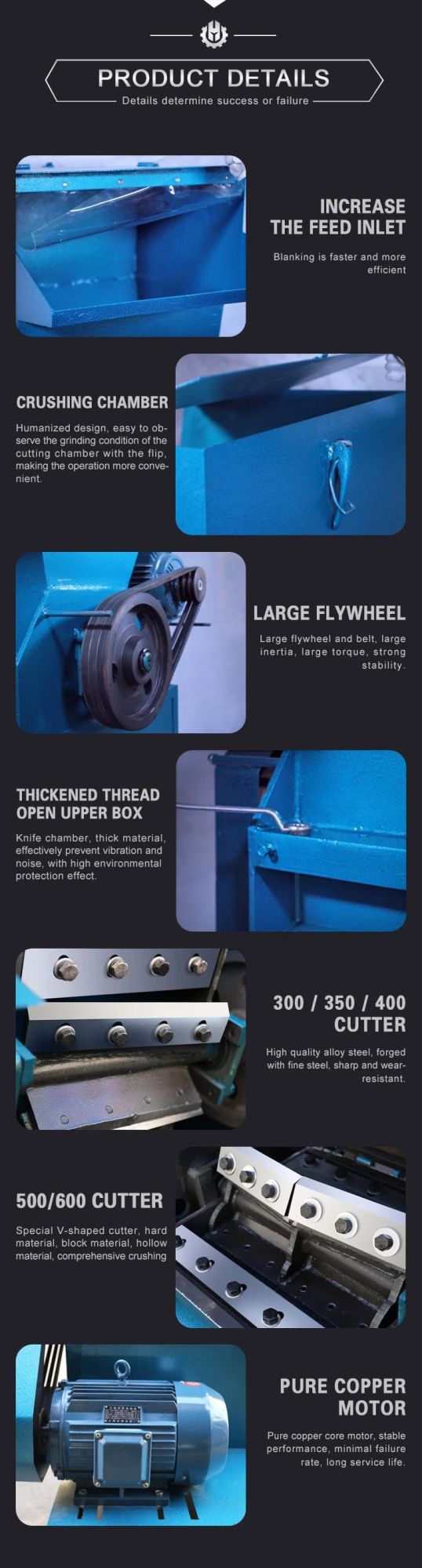 Small Waste Plastic Recycling Crusher Machine for PE Films Crushing with CE ISO Certification