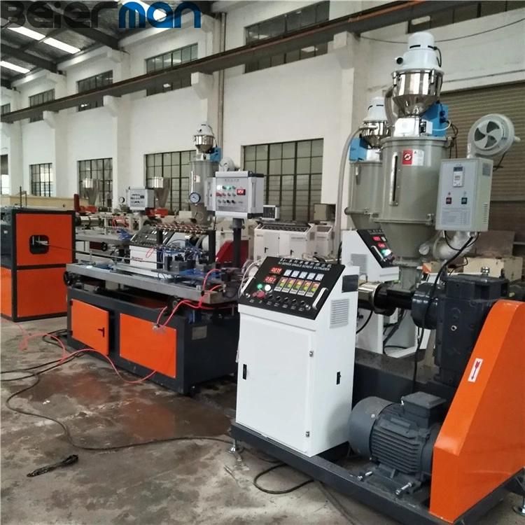 2021 New Design Sj45 Single Screw Co-Extrusion PVC Price Tag Profile Production Line with Punching Device