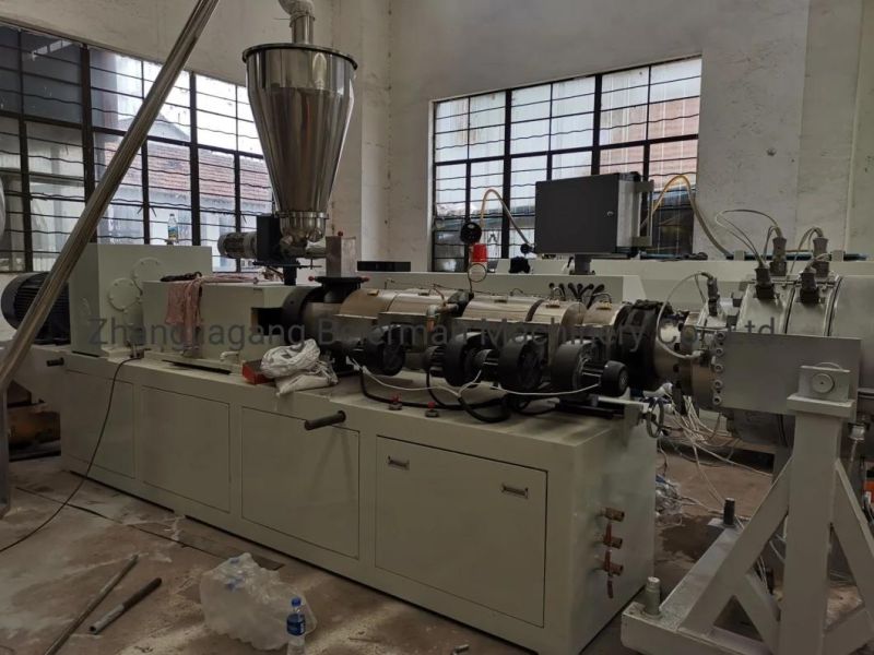 New Design Good Price of 300-400kg/H PVC UPVC Plastic Products Sjsz80/156 Vertical Gearbox Conical Twin Screw Extruder Fast Delivery