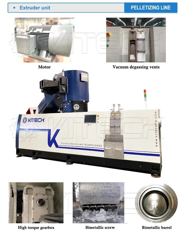 Single Screw PE HDPE LDPE LLDPE Films PP Woven Bags BOPP Films Hot Extrusion PS ABS Pet Concial Screw Double Extruder Extruding Pelletizing Machine for Plastics