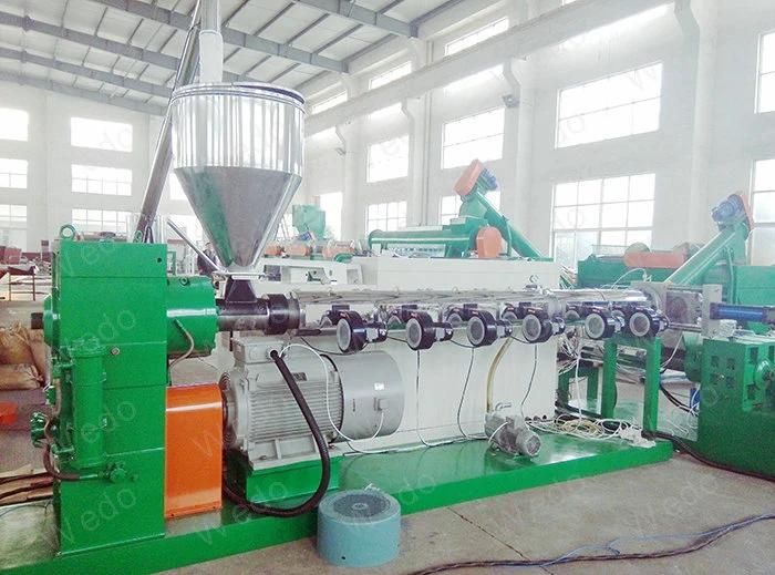 After Waste Plastic Crushed Washing Recycling Machine, HDPE PP PE Rigid Washed Flakes Granulation Melting Plastify Recycle Pelletizing Machine