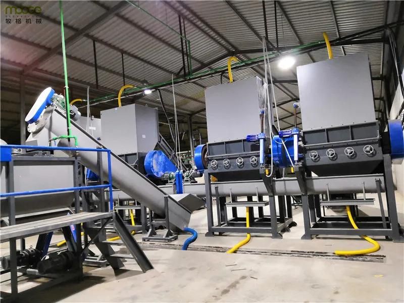 High production PET bottle recycling and cleaning line
