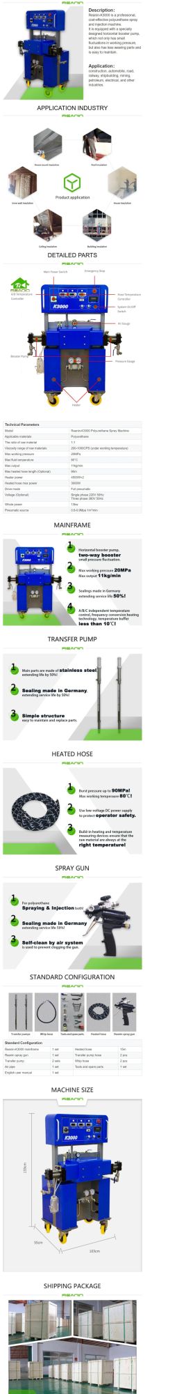 Reanin-K3000 PU Foam Spray Machine Use Polyurethane Wall Insulation, Injection