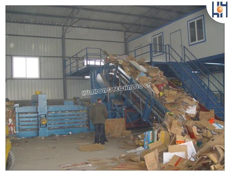Huahong Hydraulic Waste Paper Carton Baling Compress Baler Machine with Plastic Baler